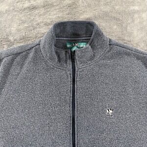 Big Dogs Vest Men 3XL Gray Full Zip Textured Fleece Mock Neck Sleeveless Logo